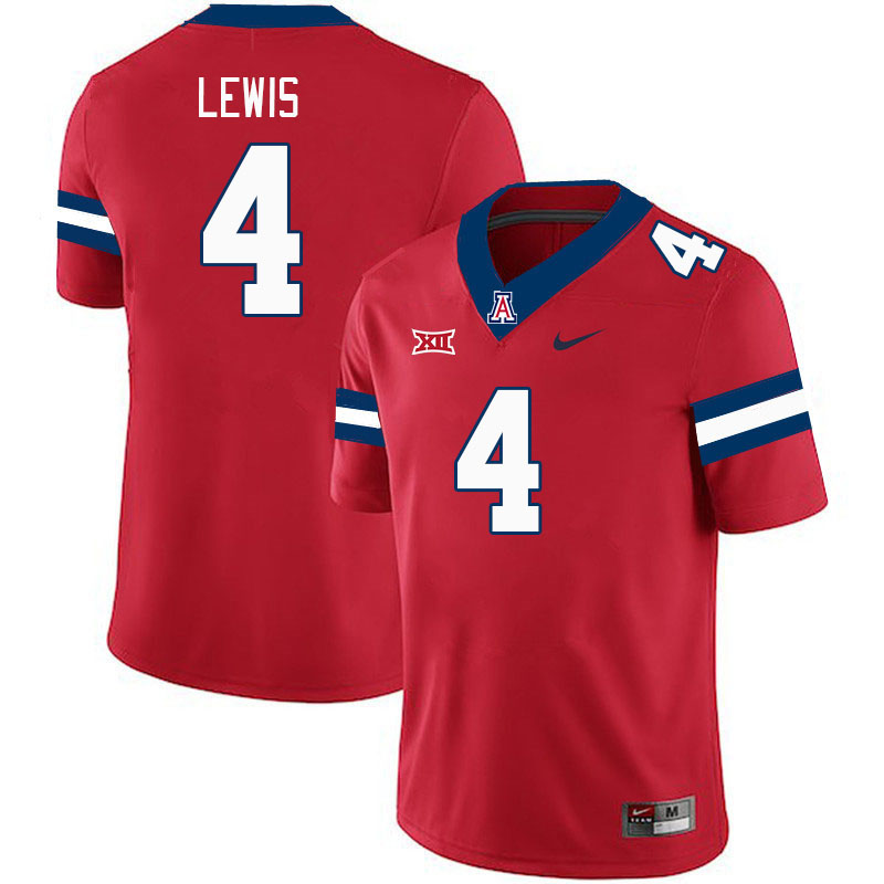 #4 Darryll Lewis Arizona Wildcats Jerseys Football Stitched-Cardinal